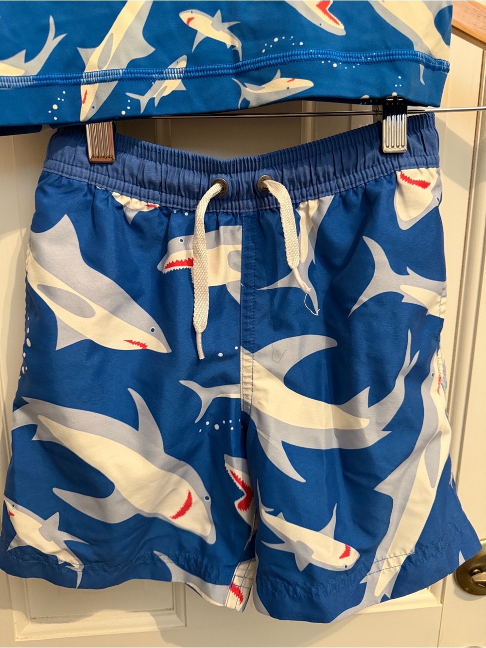 Hanna Andersson Blue Shark Print Swim Trunks